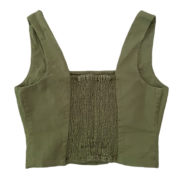 Z Supply mika cotton twill tank square neck corset crop size medium olive green - Picture 11 of 14